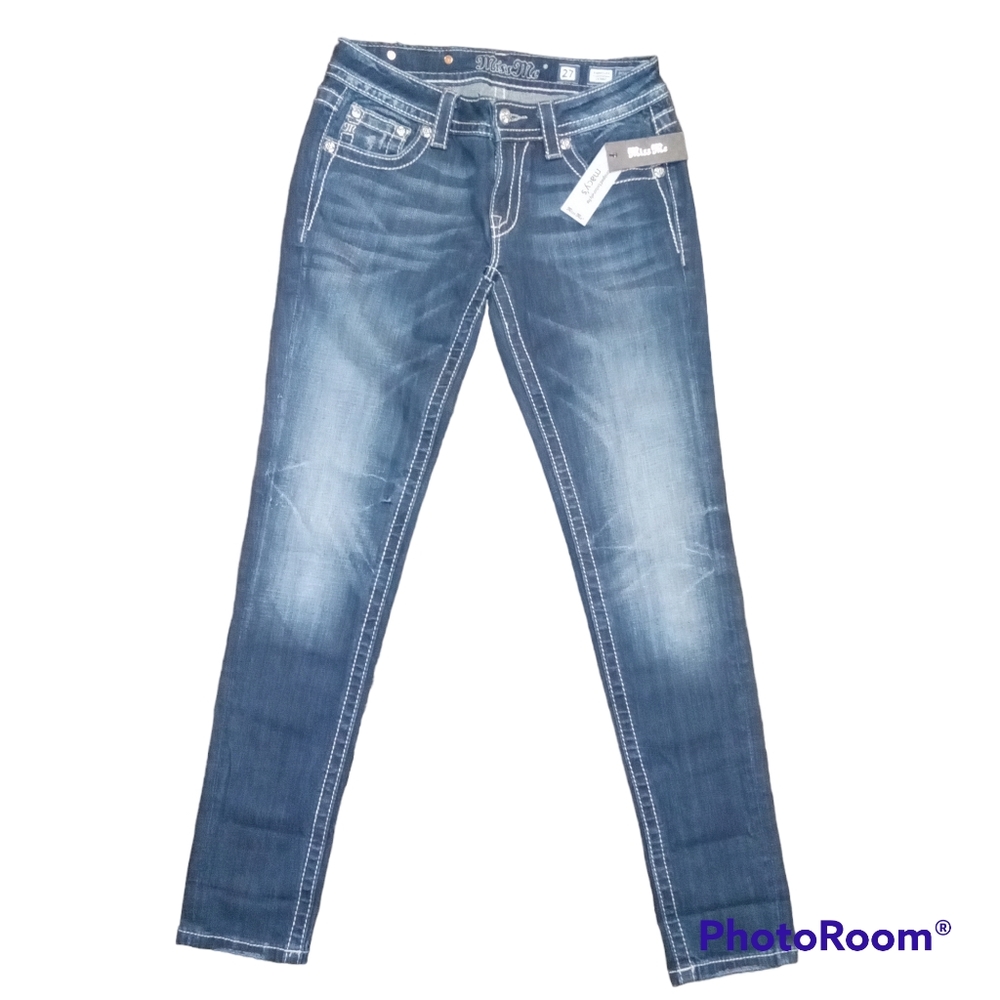 Miss Me signature skinny bejeweled jeans sz 27